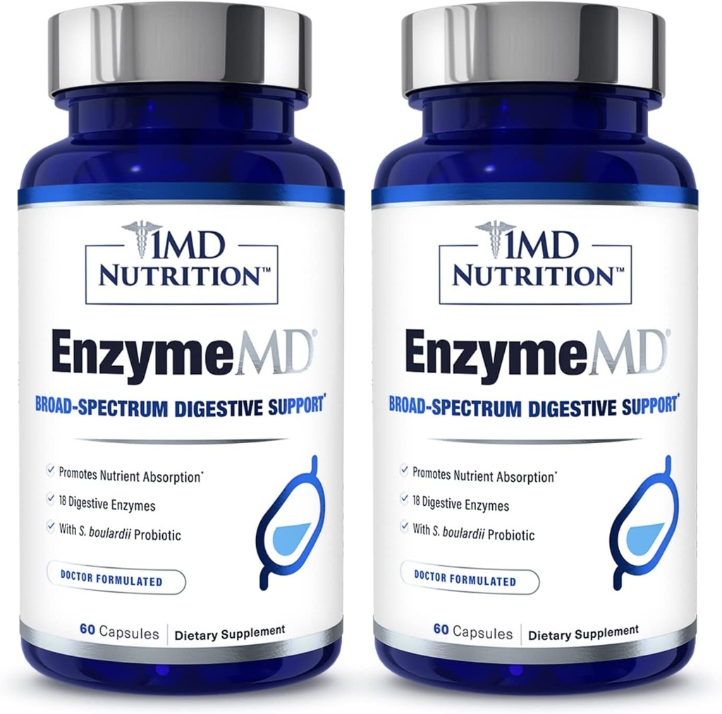 Perbaikan EnzymeMD 1MD - Digetical Enzymes - Dokter Formulated 124.18 Plant - berbasis Enzymes - Gas & Bloating Dukungan: 124; 120 Capsules (2- Pack)