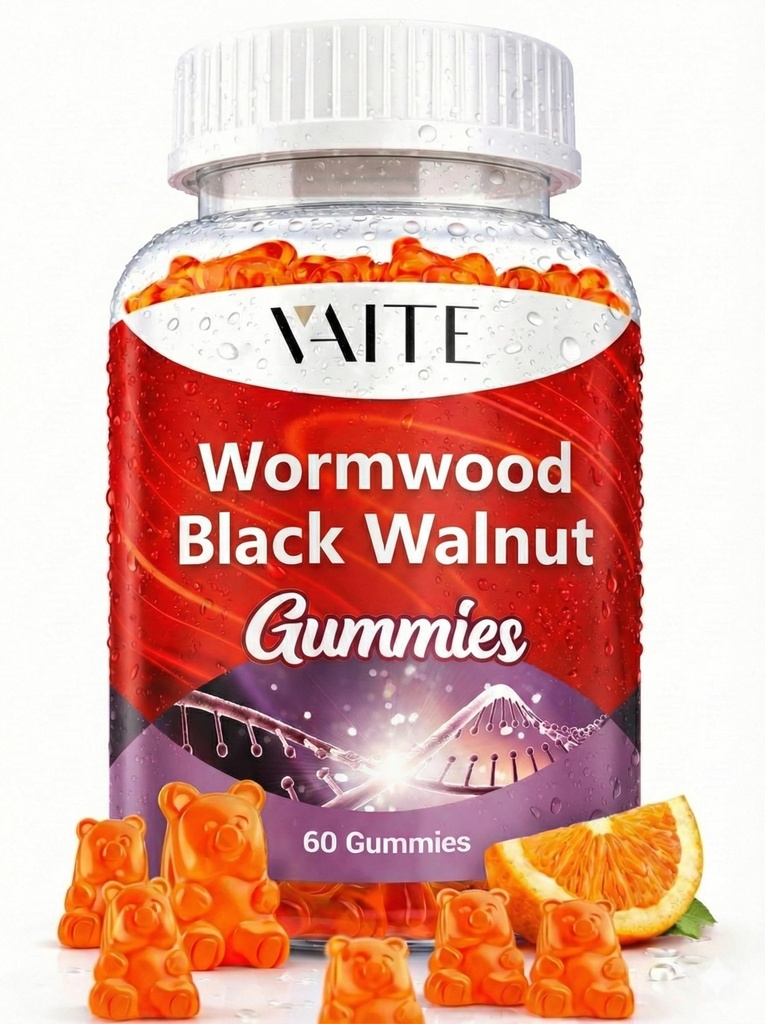 Black Walnut Wormwood Gummies - Herbal Supplemen dengan Artemisia Annua Herb & Juglans nigra Hull for Digetical Body Cleanse, Non-GMO & Gluten Free Suplemen - 60 Gummy Chewables