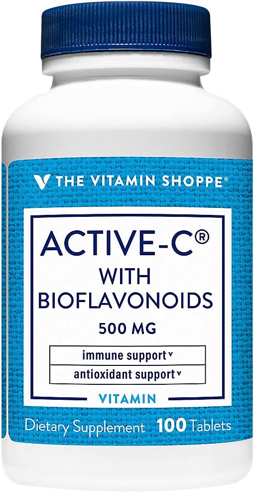 The Vitamin Shoppe Active- C dengan Bioflavonoid, Supports Immunity, Vascular Health, Antioksidant, 500 MG (100 Tablets)
