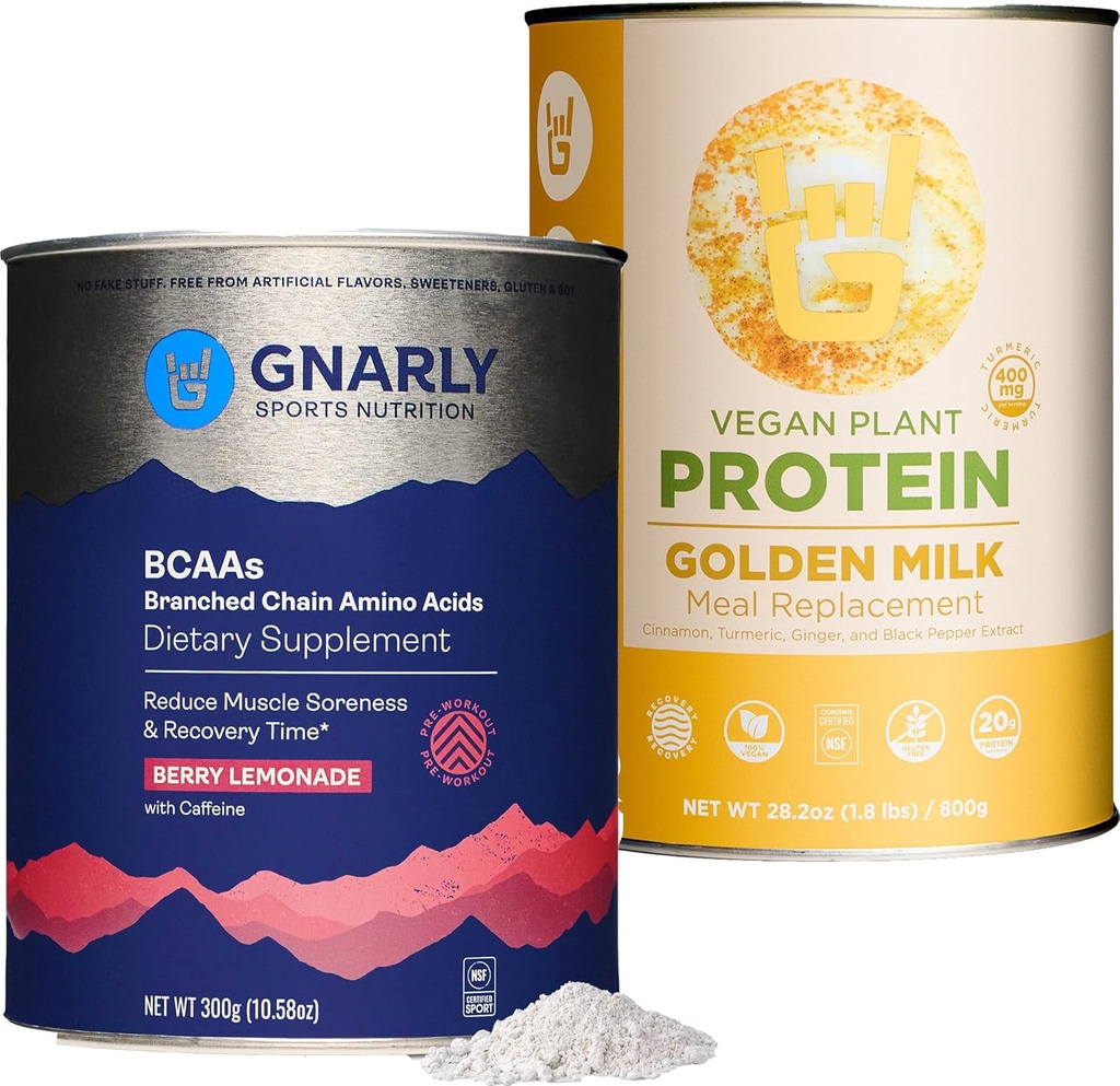 Nutrition Gnarly Golden Milk Vegan Protein Powder BCAAs Berry Lemonade (10.58oz)