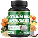 BMVINVOL Psyllium Husk Fiber Suplemen dengan Fenugreek, Apple Cider Vinegar, Turmeric, Ginger, Black Pepper- Divalry Kesehatan Dukungan - 240 Capsules