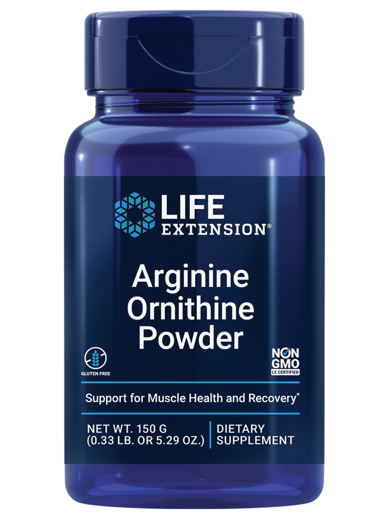 Ekstensi Hidup Bubuk Ornish Arginine, Promotes Muscle Health & Recovery, Gluten Free, Non-GMO, net Weight 150 Grams