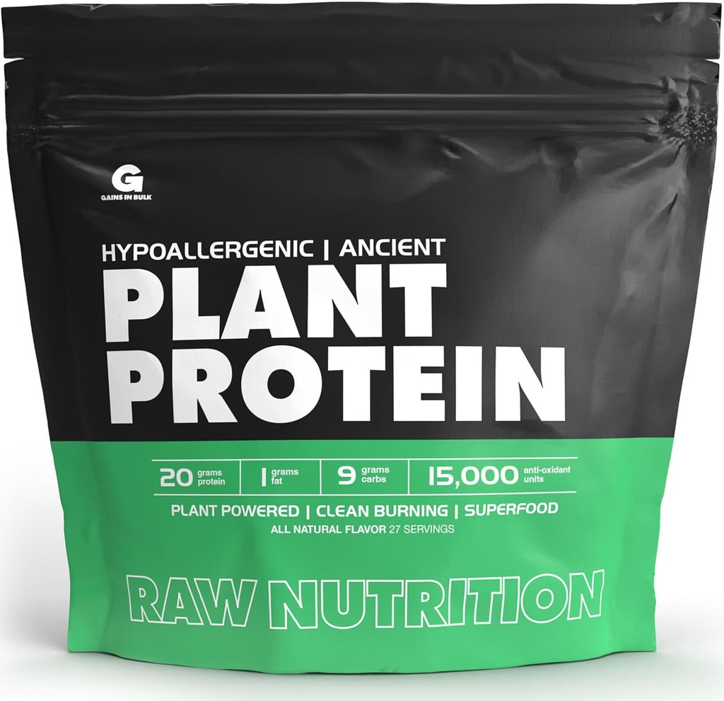 Gains in Bulk, GIB Raw, Plant Pounced Protein, Vegan Protein, 2.6 lbs