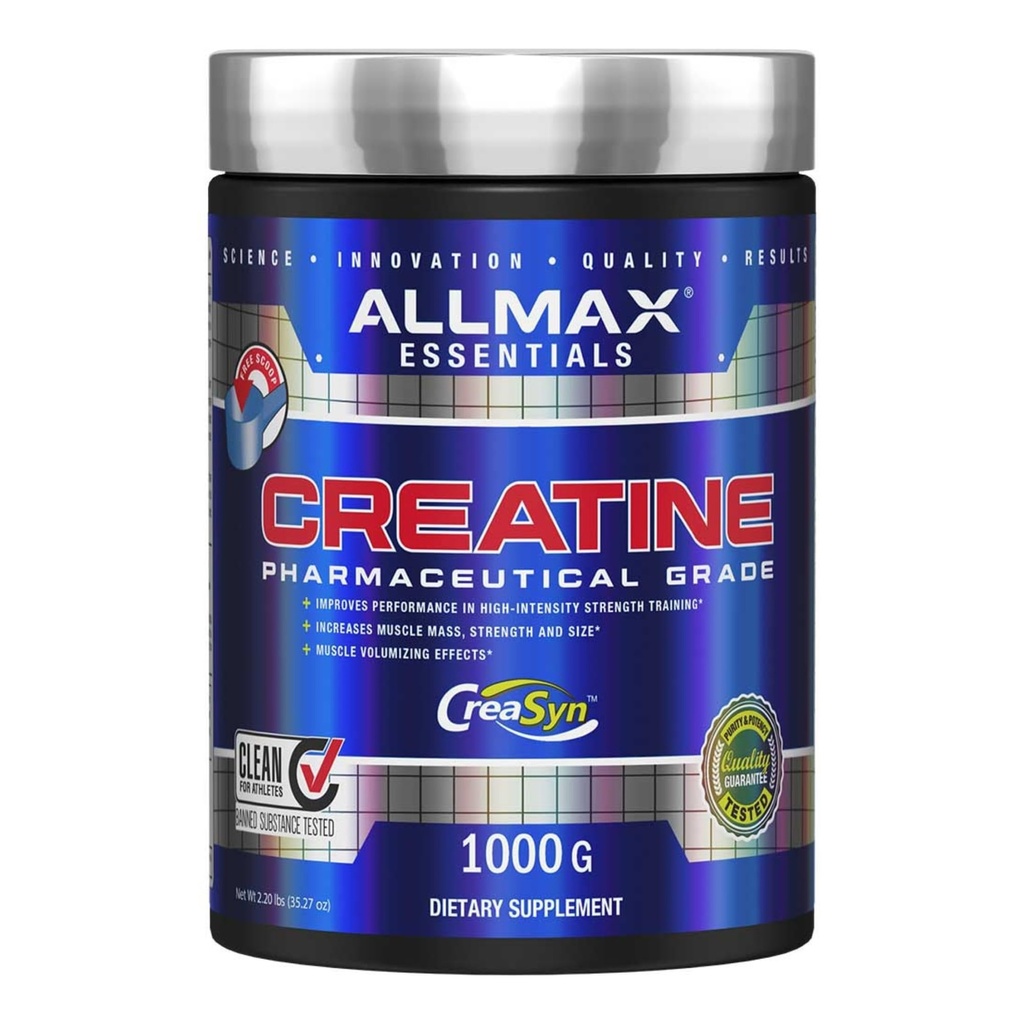 ALLMAX Esenitials CREATINE - 1000 g Powder - Meningkatkan Performance & Training Intensity - Vegan & Gluten Free - 200 Servis