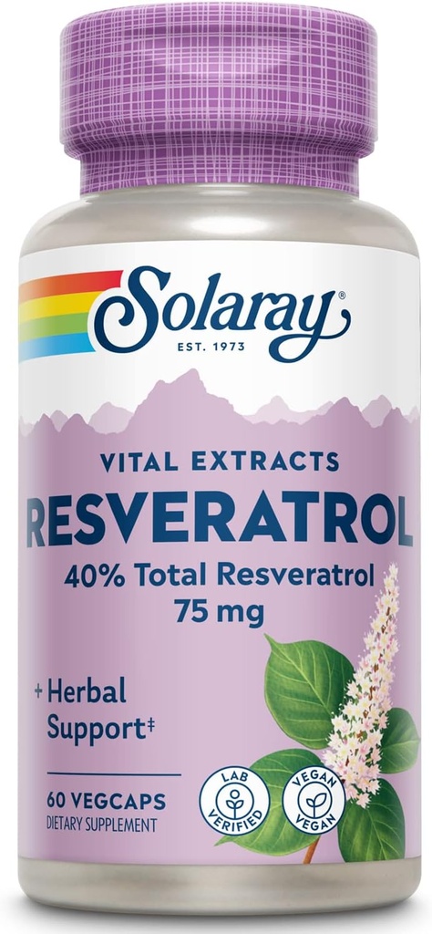 SOLARAY Dijamin Potency Resveratrol, Veg Cap (Btles-Plastic) 75mg 124; 60ct