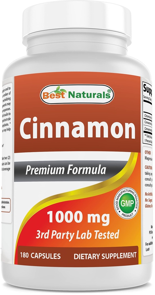 Terbaik Cinnamon 2000 mg Equivalen dengan Chromium 400 mcg per Serving - Metabolisme Dukungan - 180 Capsules