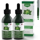 Klorofil Liquid Drops - 100% Natural Energy Booster and Imune Support - Internal Deodorant and Detox - Bantuan Ketinggian - Absorpsi Cepat, Vegan & Non-GMO - 120 Servings (Paket 2)