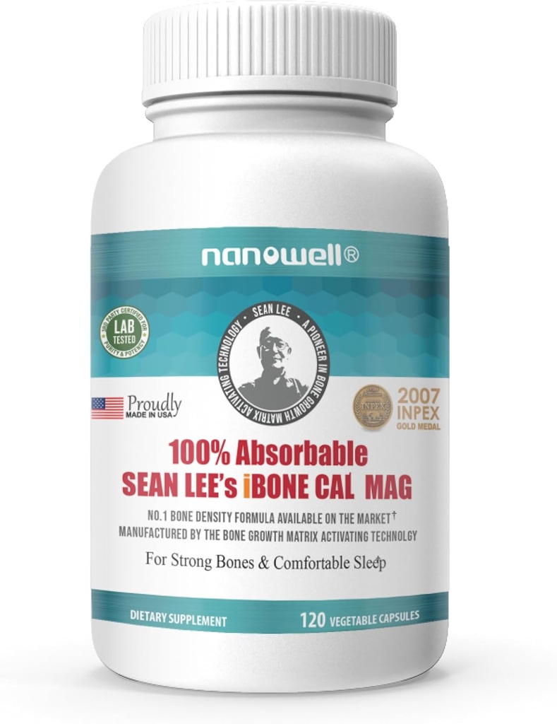 NANOWELL Sean Lee iBone Cal Mag - Bone Health, Calcium & Magnesium Suplemen - 120 Vegetable Capsules, 30 Day Suppply