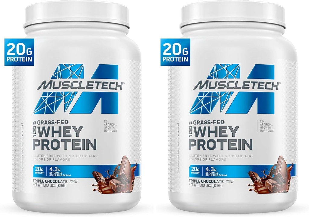MuscleTech Gluten Free, 20g Protein + 4.3g BCAA, Triple Chocolate, 1.8 pon (Pack of 2)