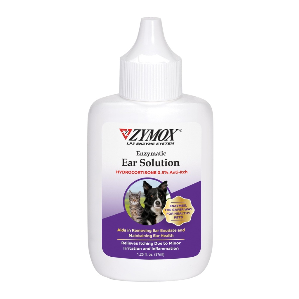 ZYMOX Ezymatic Ear Solution dengan 0.5 - Percent Hydrocortisone, untuk Dog & Cat, 1.25 oz