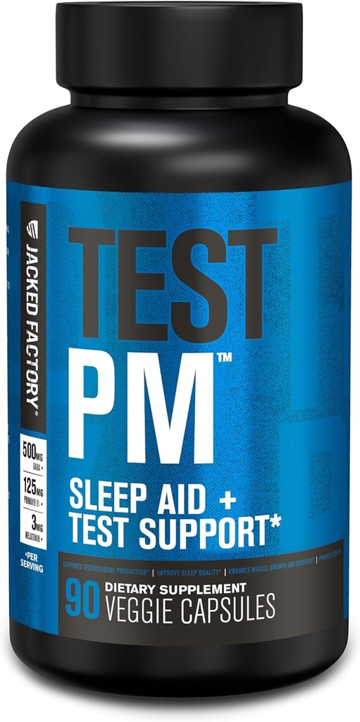 Jacked Factory Testosterone Booster & Sleep Aid Suplement for Men, Provious Recovery, Muscle Growth, 90 Natural Veggie Pills - 60 Count (Paket 1)
