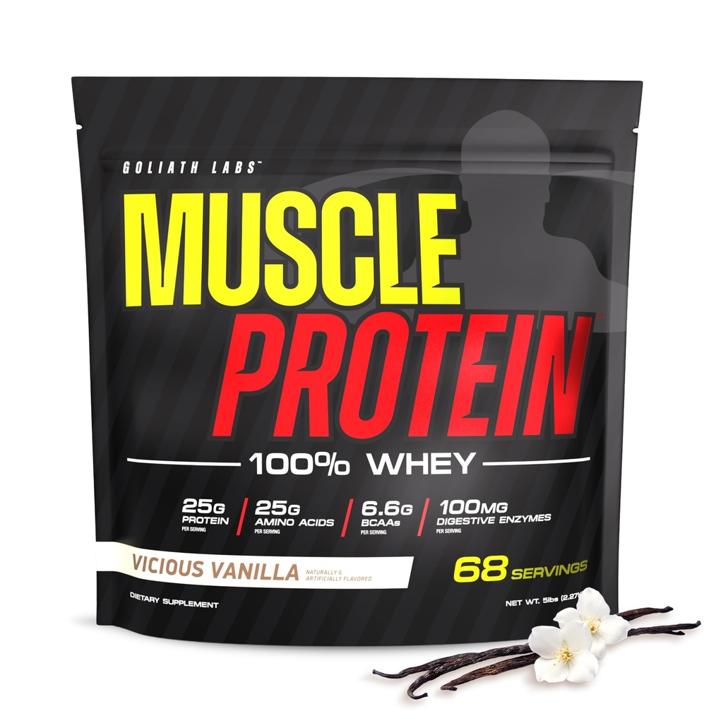 COLOSSAL LABS Muscle Protein Whip [5 lbs / Pack 1] - Cold Filtered, 25g Pure Protein, 6.6g BCAAs (Packaging May Vary) (5LB, Vanilla)