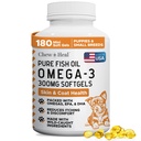 Wild Caught Omega 3 Fish Oil for Dogs - 180 Softgel Capsules for Healthy Skin and Coat - 300 mg Mini Dog Fish Oil Pills for Shedding, Dry Itching Skin, and Hot Spots - Pet Omega Salmon Suplemen