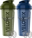 VELOMIX -2 Packa- 28 oz Protein Shaker Botol untuk Protein Mixes - 2x Wire Whisky 124; Leak Providence Shaker Cups for Protein Shakes 124; Pre Workout Shaker Bottle 124; Shakers for Protein Shake- Green & Blue