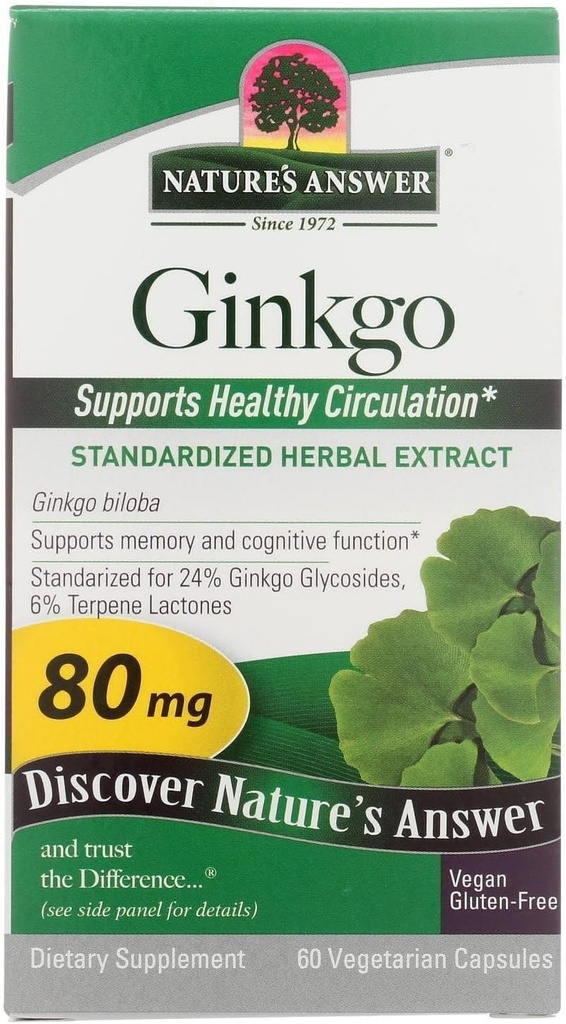 Nature 's Respon Ginkgo Leaf Vegetarian Capsules, 60- Count