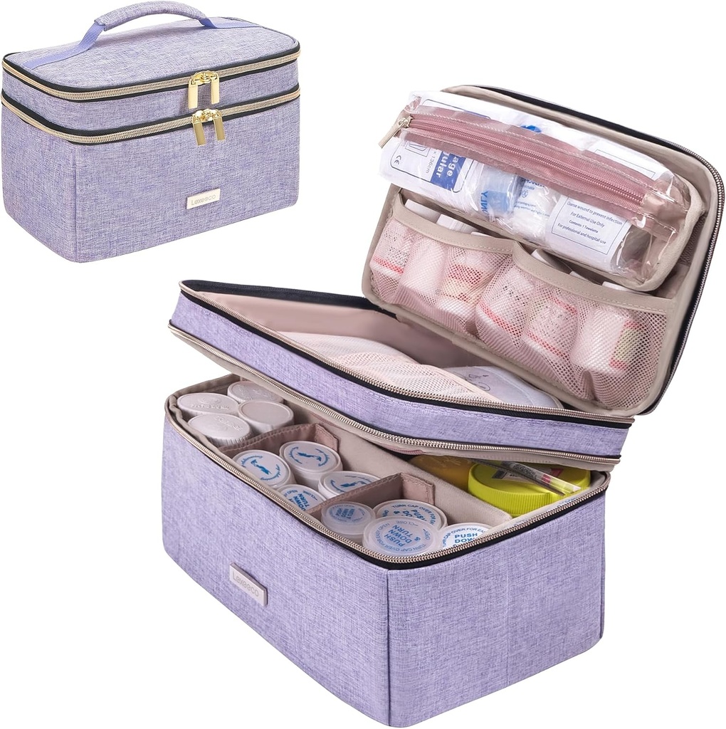 Penyimpanan Obat-obatan Bag Pill Bottle Organizer dengan Portable Little Pouch Travel Organizer untuk Kotak Bantuan Rumah Darurat (Purple)