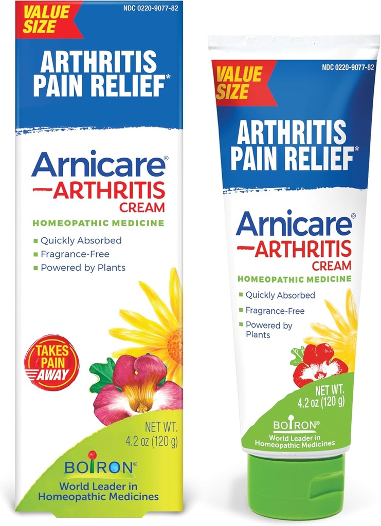 Boiron Arnicare Cream for Pain Relief of Knee, Hands, Wrists, Elbow, Joints & Muscles - Quickly Absorbed & Fragrance - Free - 4.2 oz