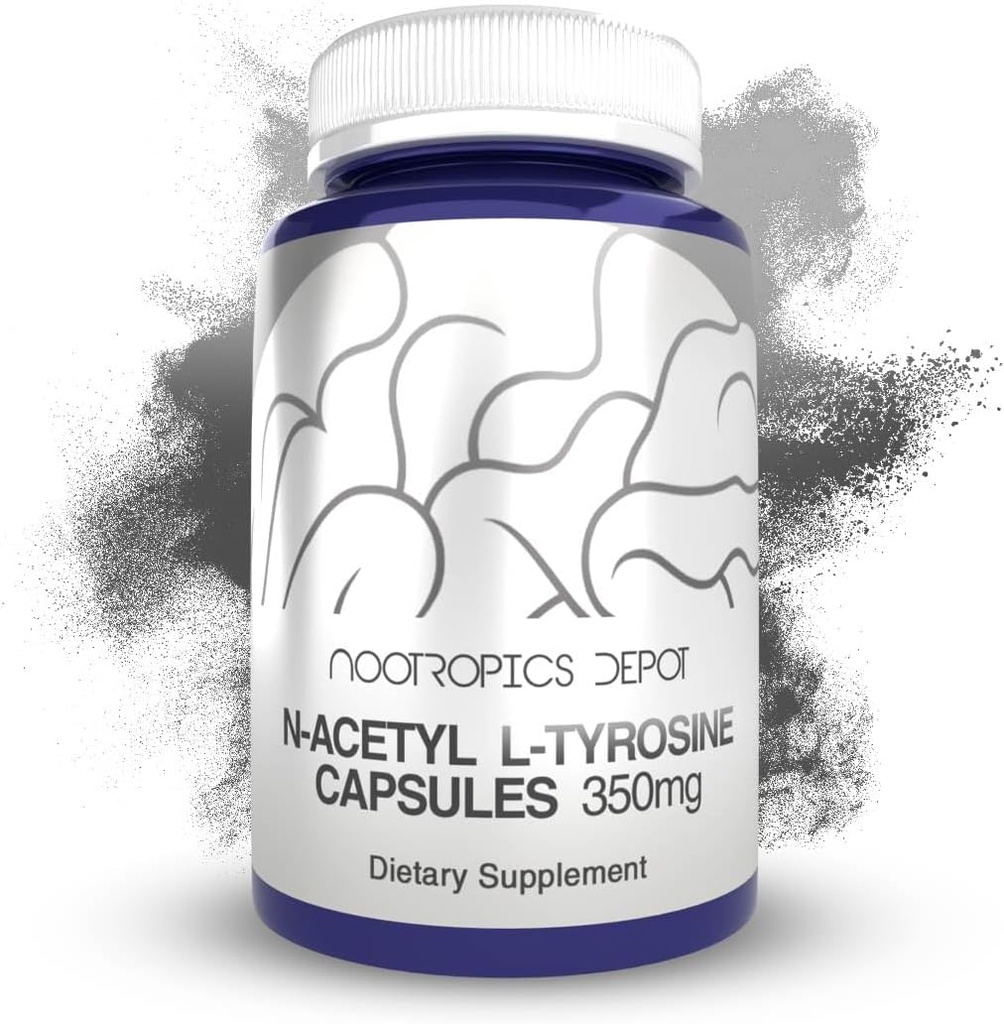 Nootropics Depot N-Acetyl L-Tyrosine Capsules 124; 350mg 14; 240 Count 124; NALT 124; Amino Acid Suplemen 124; Natural Supplemen: