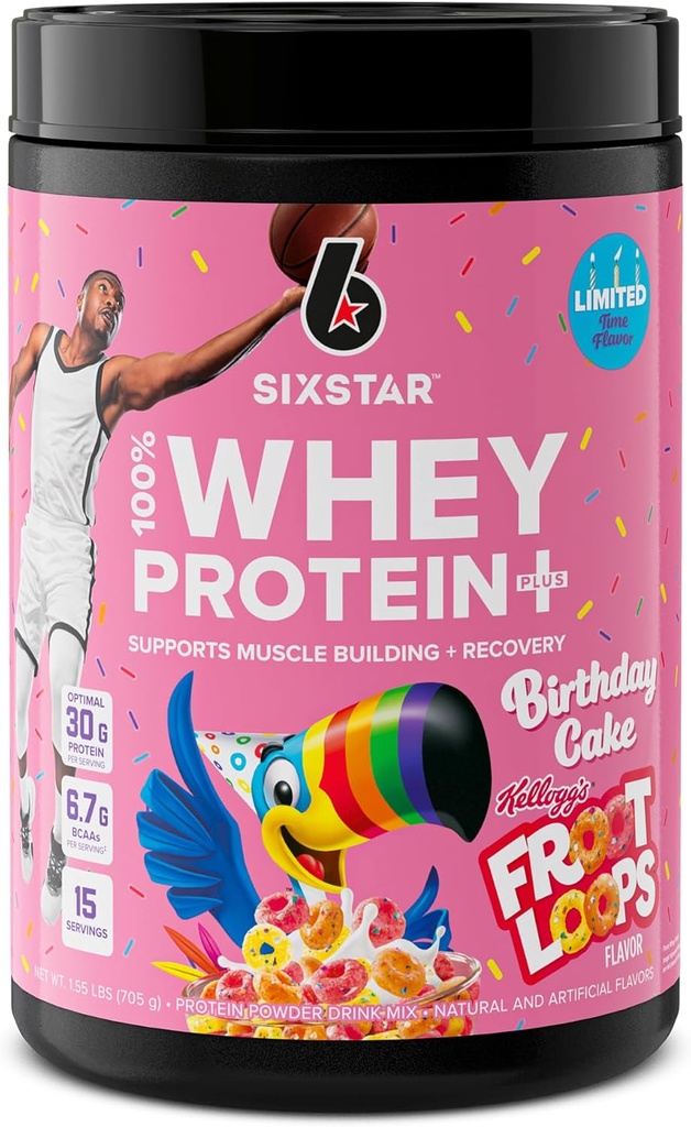 Enam Bintang Whey Protein Powder ditambah 124; Pembangunan Muscle & Pemulihan Ditambah Dukungan Ammuniune Atlas 124; Pembangunan Otot untuk Pria & Perempuan & Perempuan; Froot Kellogg Loops Kue Ulang Tahun 1244lb