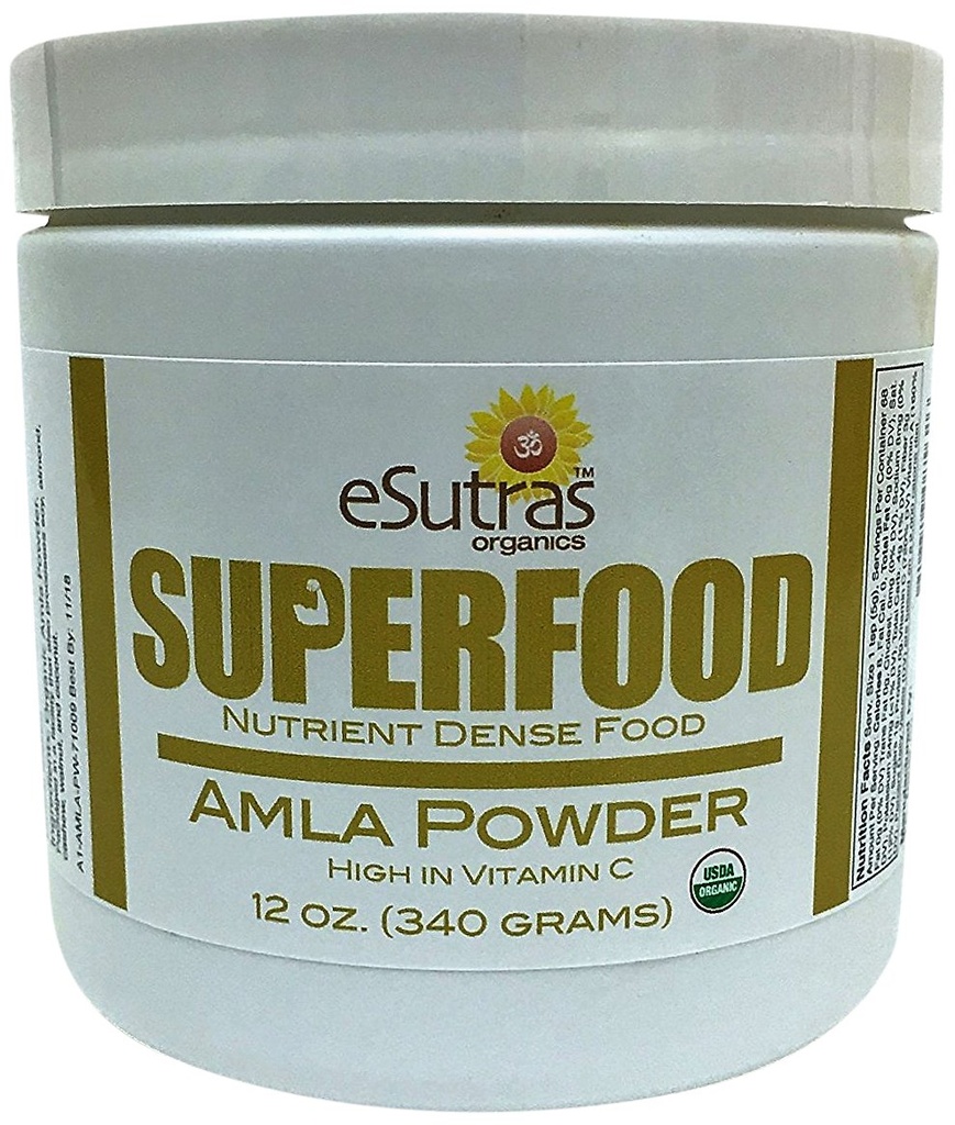 Amla Powder Organik 12 oz, 30 porsi Vitamin C (vitamin Ammune) Amalaki Cold menekan nutrisi organik untuk smoothies sehat
