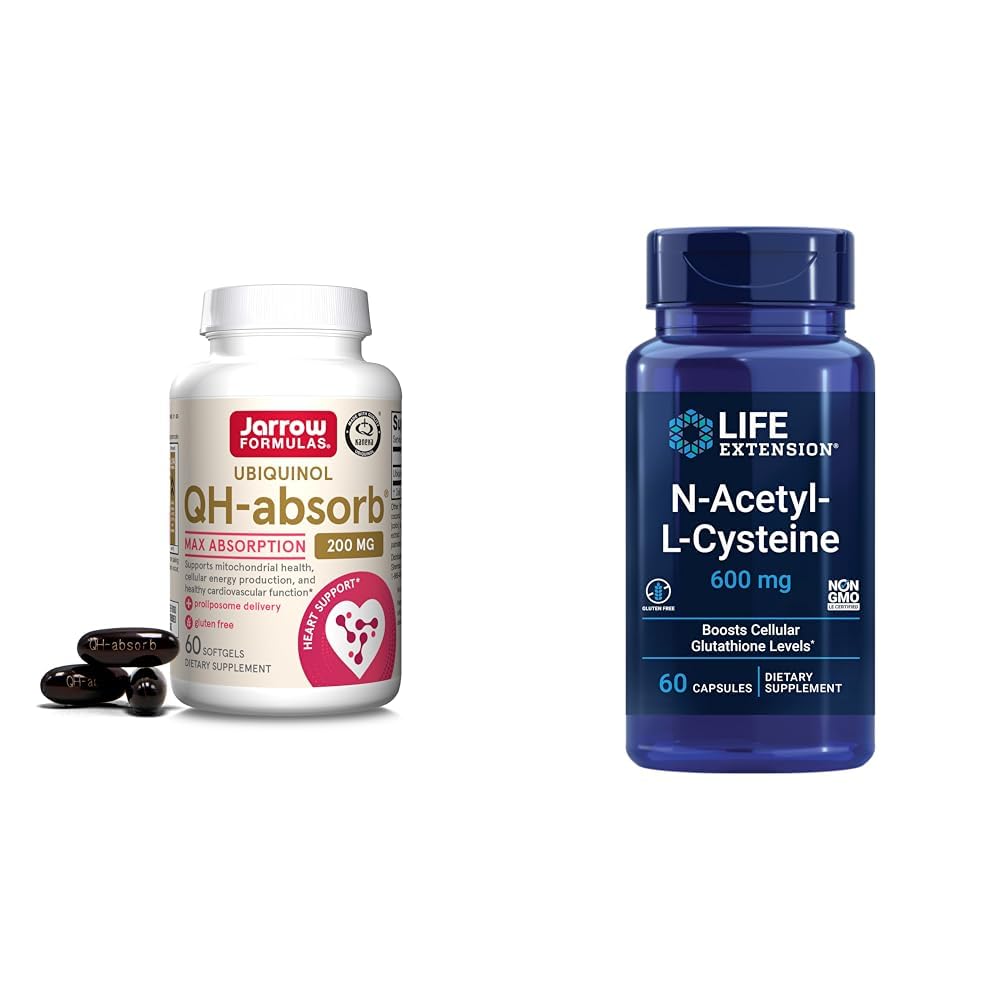 JARD Formulas QH-Absorb 200 mg - Tinggi Absorpsi Co-Q10 - Aktif Antioksidant Bentuk Co-Q10 & Life Extension N-Acetyl- L- Cysteine (NAC), Imune, Respiratory, Kesehatan Hati, NAC 600 mg