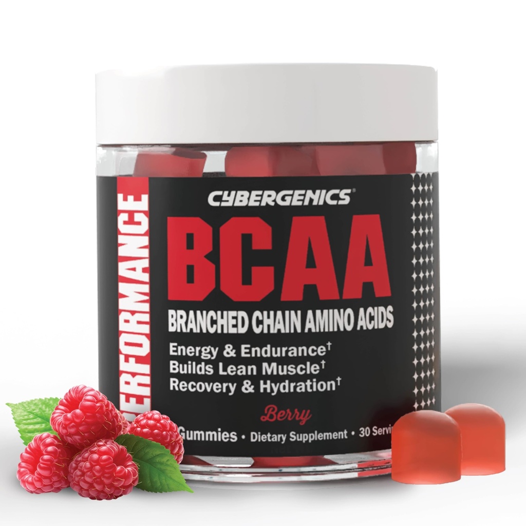 BCAA Gummies, Energy Chews with Electrolytes Branched Chain Acids, Build Lean Muscle and Boost Endurance, 60 Gummies, Berry Flavored