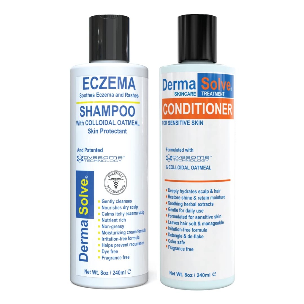 Eksema Shaditioner & Conditioner (Combo Pack) - Flare Control Scalp & flake Relief Therapy yang Protect, Moisturizes, dan Reparts Skin oleh DermaSolve - Anak-anak & Dewasa
