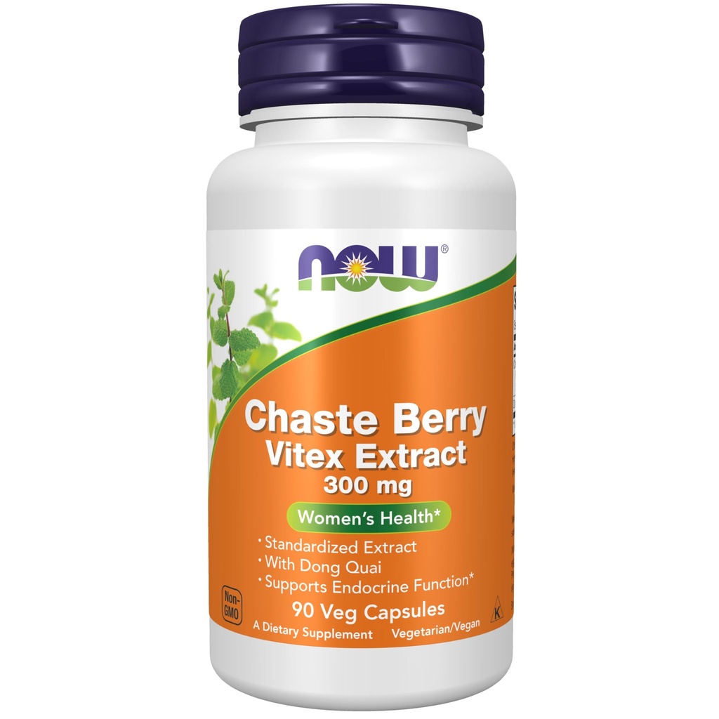 Suplemen SEKARANG, Chaste Berry Vitex Ekstrak 300 mg dengan Dong Quai, Kesehatan Perempuan *, 90 Veg Kapsul