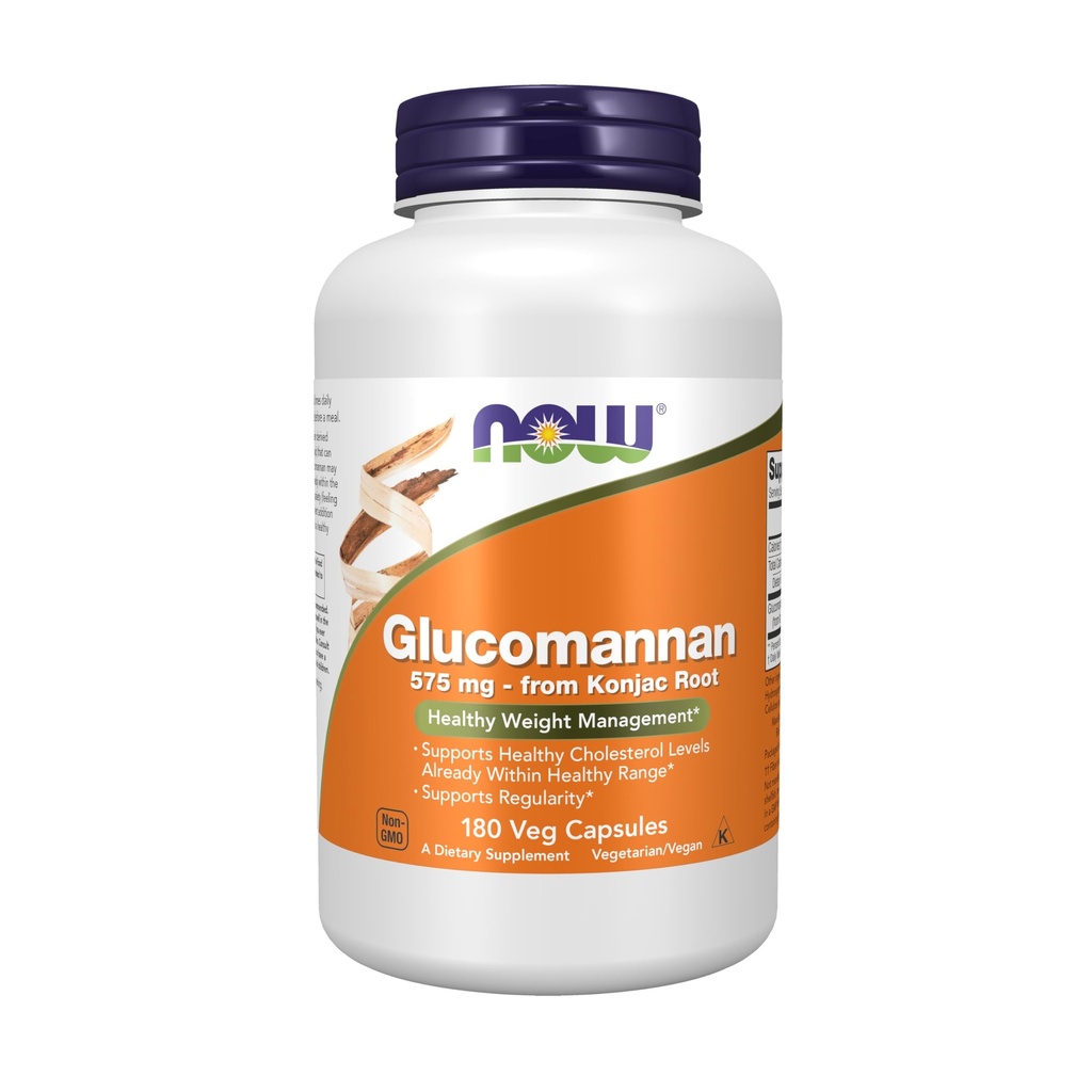 Now Foods Suplemen, Glucomannan (Amorophallus konjac) 575 mg, Supports Regularitas *, Healthy Weight Management *, 180 Veg Capsules