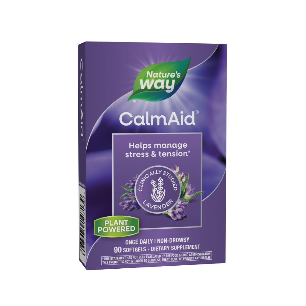 Nature 's Way CalmAid, Helping Manage Stress and Tension *, Clinically Studied Lavender, Non-Drowsy, 90 Softgels