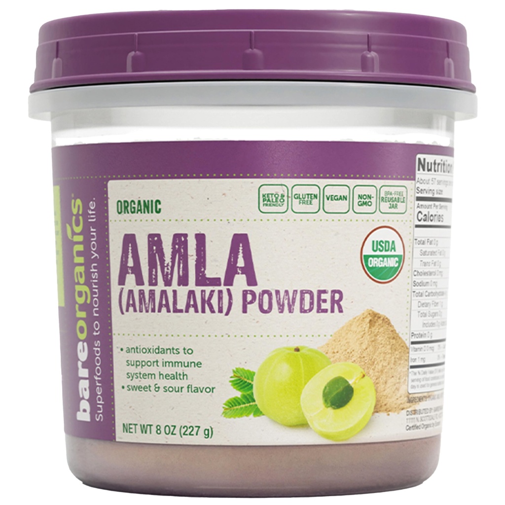 BareOrganics Amla, Indian Gooseberry & Superfood Powder, Dietary Supplemen, 8 Oz