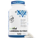 PlantVital Magnesium Glycinate 200mg 120 Capsules - Abupsi Tinggi, Non- GMO, Vegan, Gluten- Free - Dukungan Normal Tidur, Fungsi Muscle & Nerve, Jantung Normal & Bone Kesehatan, Bantuan Merasa Tenang & Relax
