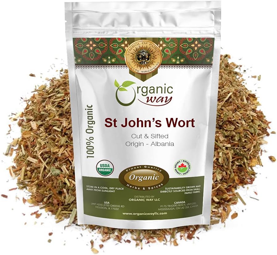Jalan Organik St. John 's Cort Cut & Sifted (Hypericum perenatum) - Herbal Tea 124; European Wildvest 126; Organik, Kosher & USDA Certifikasi 124; Vegan, Non GMO & Gluten Free 124; Origin - Albania (8 Oz)