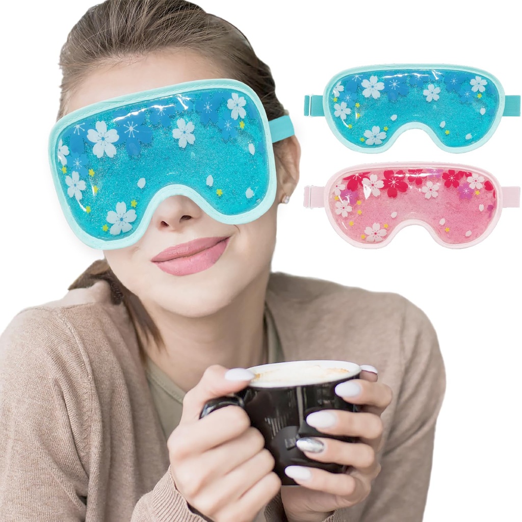 ZNOY CUETCH D Ice Mask Gel Cooling 2 Packs Recable Cold Compress Ice Pack for Dark Circles and Puffiness, Migraine, Stress Relief