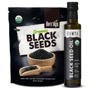 Radwya Black Seeds + Black Seed Oil - USDA Organic Certified, Cold Pressed, Nigella Sativa, Cumin Benih Oil, Kalonji, Premium Quality, High Thymoquinone, Pure & Nature, 8.4 Oz + 16 Oz Seeds