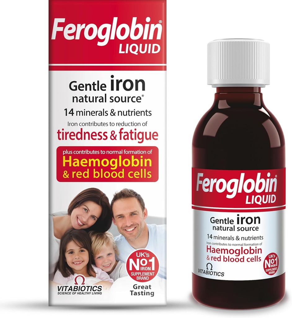 Feroglobin Gentle Iron and Nutrient Liquid - reduce Tiredness and Fatigue 124; Keep Health and Vitalitas 124; Natural Iron Source