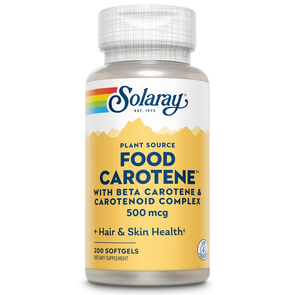 Carotene Pangan SOLARAY, Vitamin A 10.000 IU 124; Skin Sehat, Mata, Antioksidant & Imune Dukungan (200 CT)