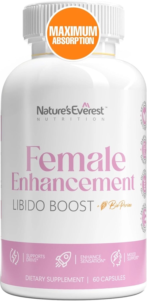 Perempuan Libido Booster untuk Perempuan - Fast- Akting dengan Horny Goat Weed, Maca Root & Ashwagandha 124; Increase Passion, Sensitivity & Desire, Reduce Dryness - 60 Caps