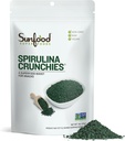 Sunfood Superfood Spirulina Crunchies - Blue Green Algae, Tablet Spirulina, Klorofil Energy Bits from Dry Powder, Raw Vegan Algae Supplemen, Non- GMO - 4 oz Bag