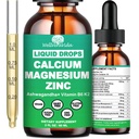 Kalsium Magnesium Zinc Liquid Drops with Vitamin D3 K2, High Potency Kalsium Magnesium Suplement w / Magnesium Complex, Zinc, Theanine Gluten Free Glurune, Bone, Muscle, Mood & Sleep Support