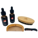G.B.S All Natural Beard Grooming Set - includes Wooden Beard Comb, Travel Beard Brush, and Kumis Comb - Sempurna untuk Any Hair Texture