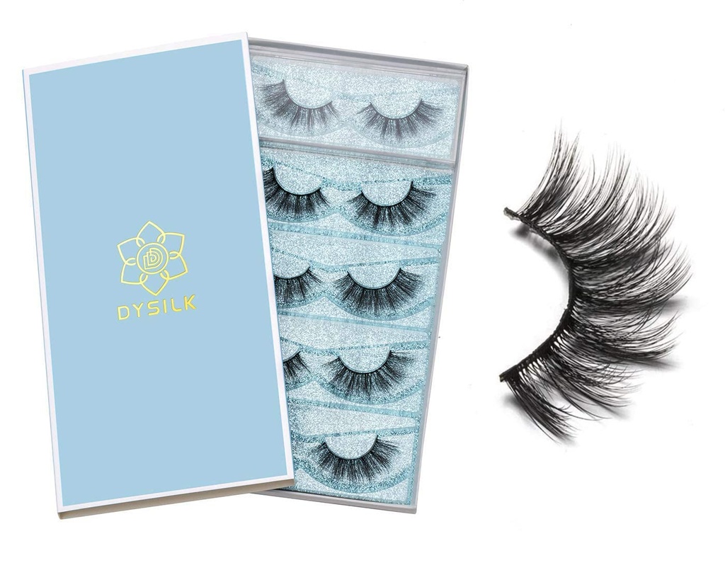 DYSILK Lash Palsu Eyelases - Eye Lashes Mines Lashes 5 Pair 6D Lashes Fluffy Lashes Fake Eye Lashes Reality Look Wimoping Strip Lash Faush Extensions Palsu Kit 1241- 15mm