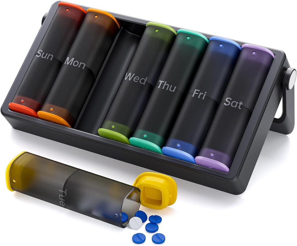 Weekly Pill Organizer 3 Kali sehari (Hitam) dan Weekly Pill Organizer Dua kali sehari (TranslucentBlack)