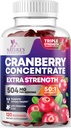 Cranberry Gummies 50: 1 Cranberry Extract - Dukungan Tract Urinary Dibuat dengan 25,000mg, Membantu Cleanse & Melindungi- Cran Berry Gummy Suplemen + Vitamin C, Cran Pill Chewable untuk Perempuan - 120 Gummies