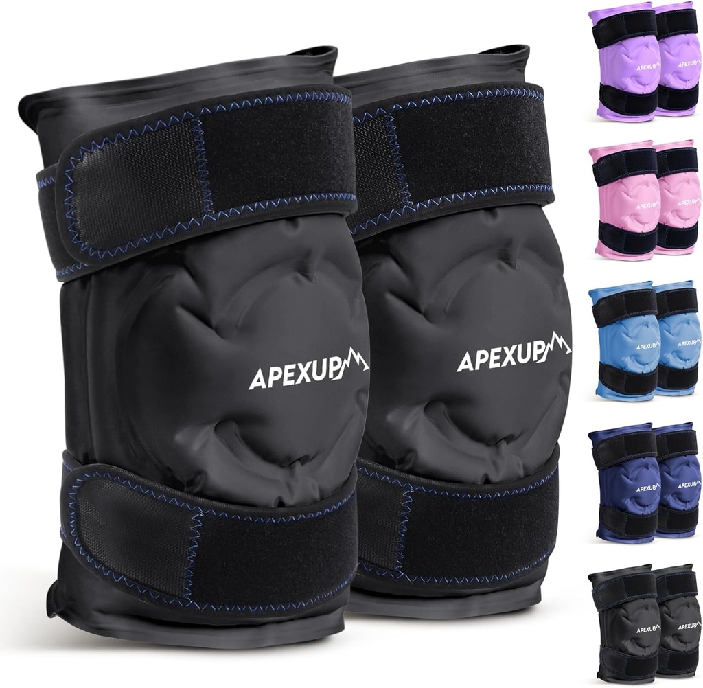 Paket es APEXUP untuk Relief Pain Knee, Perban Berguna Ulang Besar setelah Operasi, Paket Dingin Fleksible Gel untuk Injuries, Relief Sakit untuk Kembali, Bahu, Elbow, Ankle dan Leg (Hitam, XXL, 2PK)