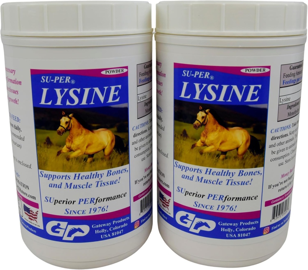 Supler Lysine Suplemen untuk Kuda - Mendukung Tulang Sehat & Otot - Equine Estically Amino Acid - 2.5 Pound, (2 Pack)