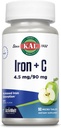 KAL Iron C, 90 Tablet, 4.5 mg / 90 mg, Natural Apple Flavor, Peningkatan Pil Besi Absorpsi, Dukungan Imune