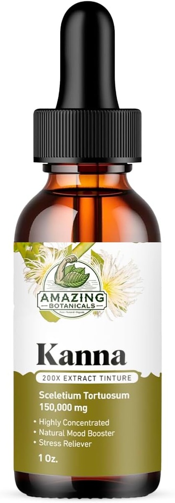 Amazing Botanicals Sceletium Tortuosum Kanna Extract Tincture 200x Menstrum - Tambahan Liquid - 30ml (1oz)
