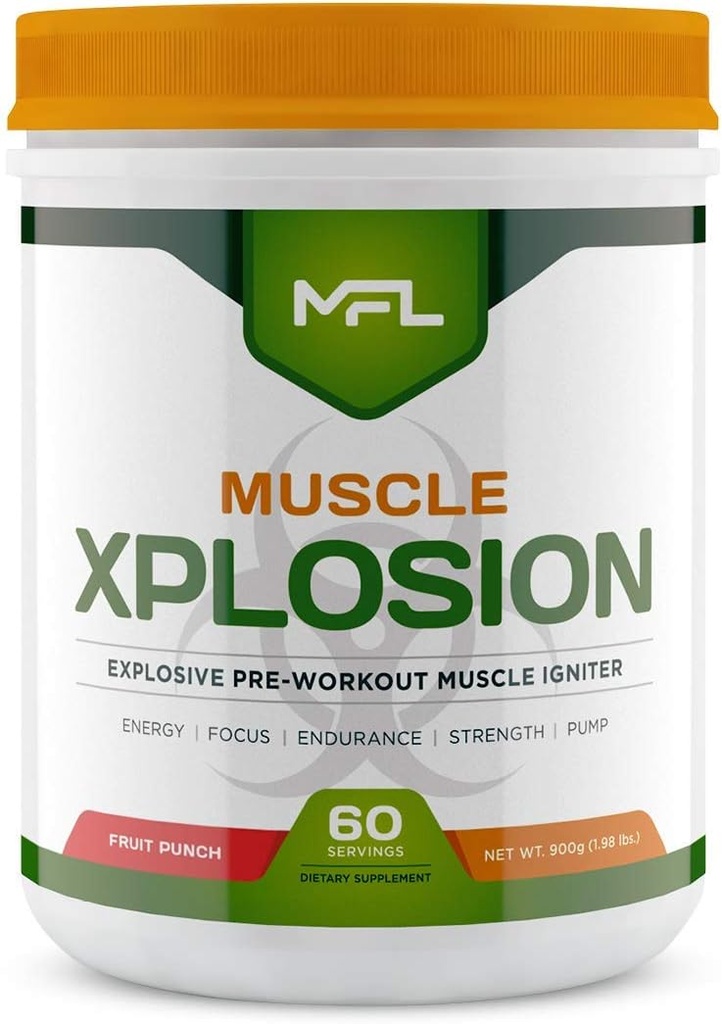 MFL Muscle Xplosai 124; Pre-Workout 124; 0 Sugar 2.124; Dirapikan dengan Stevia 124; All-Natural 124; 60 Pelayan (Fruit Punch)