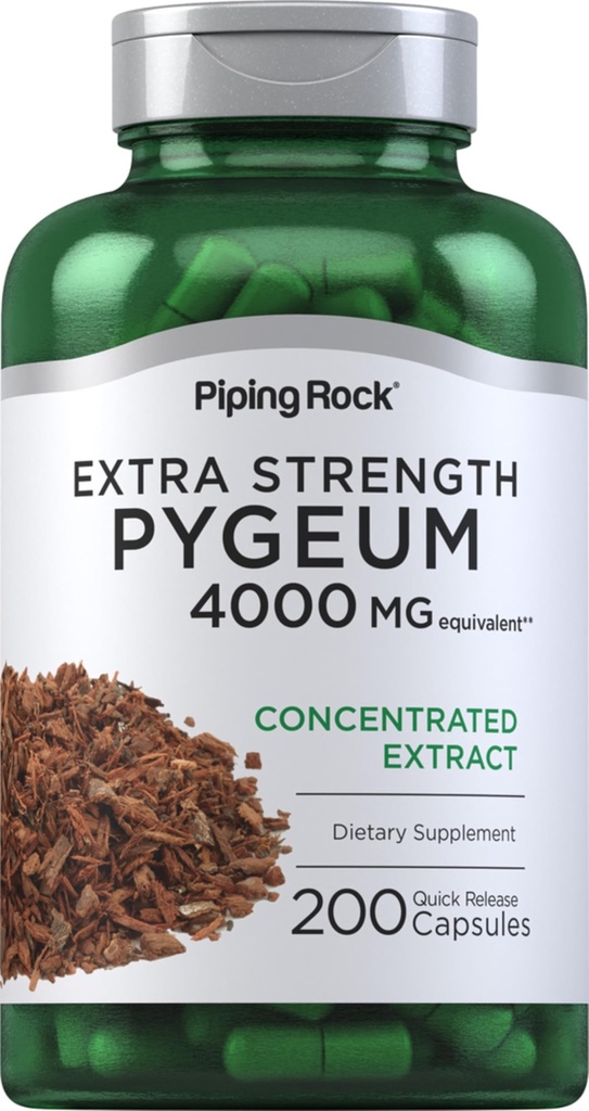 Piping Rock Pygeum Suplemen 4000 mg 124; 200 Capsules 124; karena Pria dan Wanita 124; Pygeum Africanum Bark Ekstra Kekuatan 124; Non-GMO, Gluten Bebas